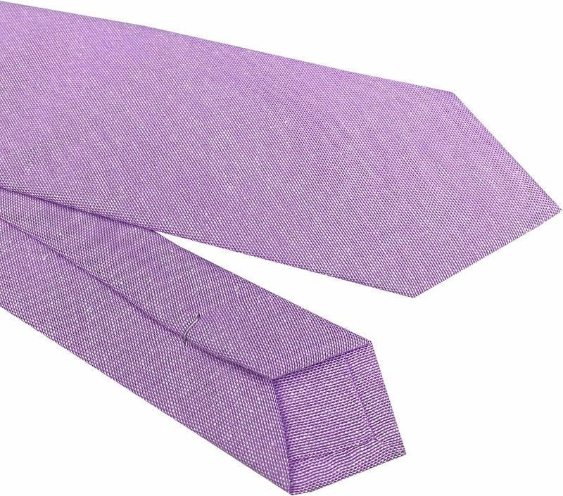 Elfeves Men's Skinny Solid Color Tie Causal Cotton Linen Narrow Slim cut Necktie - Image 2